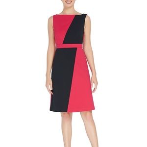 Ellen Tracy 'Bright Future' Black & Pink Color Block Sheath Dress NWT Sz. 12